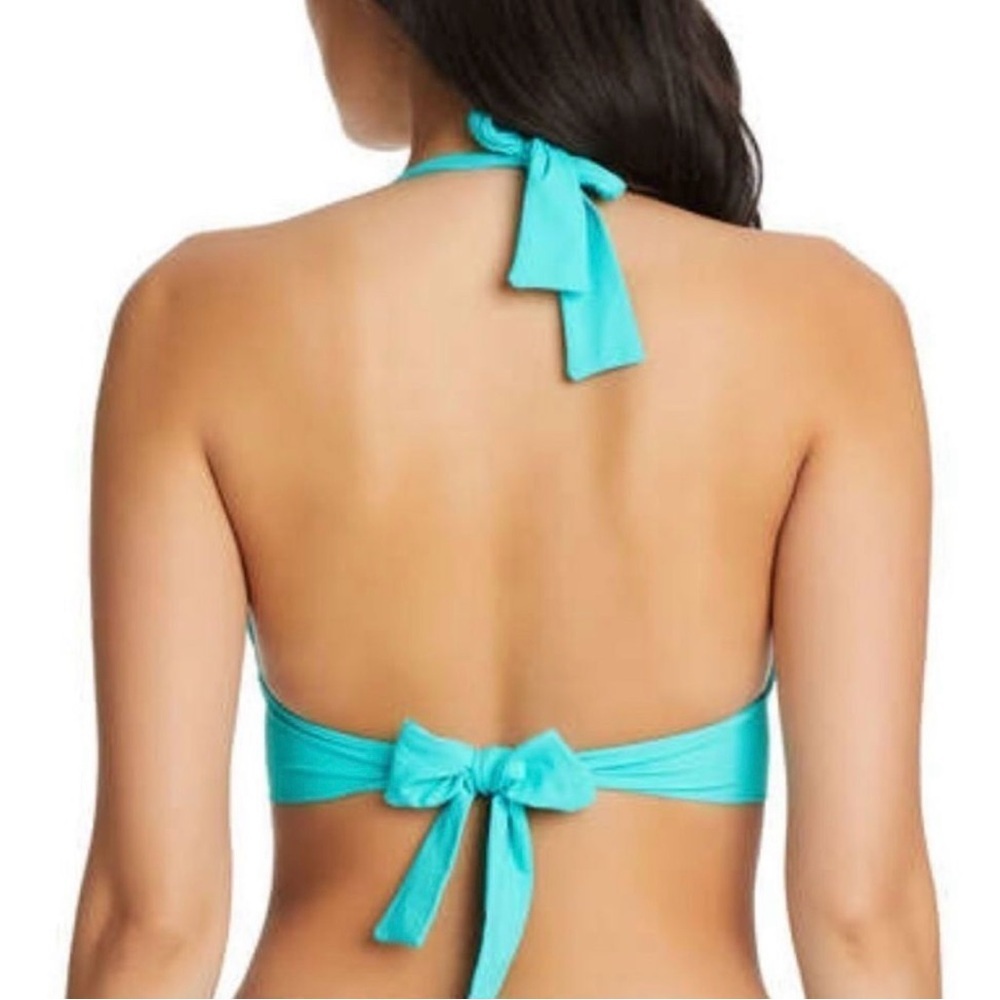 BLEU Rod Beattie Behind the Seams Halter Bikini Top‎ Wave Runner Blue NWT Size 4